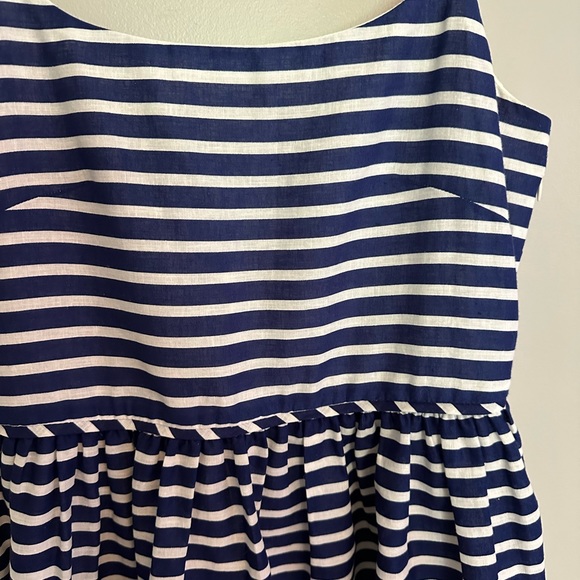 JCrew linen cotton blend blue/white striped gathered dress Size 4 - Picture 9 of 9